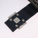 FENDI Zucchino Canvas Mamma Baguette Shoulder Bag Navy Silver Auth 198254V-24