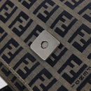 FENDI Zucchino Canvas Mamma Baguette Shoulder Bag Navy Silver Auth 198254V-25