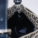 FENDI Zucchino Canvas Mamma Baguette Shoulder Bag Navy Silver Auth 198254V-27