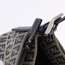 FENDI Zucchino Canvas Mamma Baguette Shoulder Bag Navy Silver Auth 198254V-29