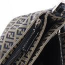 FENDI Zucchino Canvas Mamma Baguette Shoulder Bag Navy Silver Auth 198254V-31
