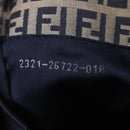 FENDI Zucchino Canvas Mamma Baguette Shoulder Bag Navy Silver Auth 198254V-12