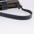 FENDI Zucchino Canvas Mamma Baguette Shoulder Bag Navy Silver Auth 198254V-8