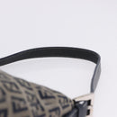 FENDI Zucchino Canvas Mamma Baguette Shoulder Bag Navy Silver Auth 198254V-15