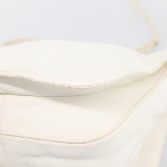 LOEWE Shoulder Bag Leather White Gold Auth 198255