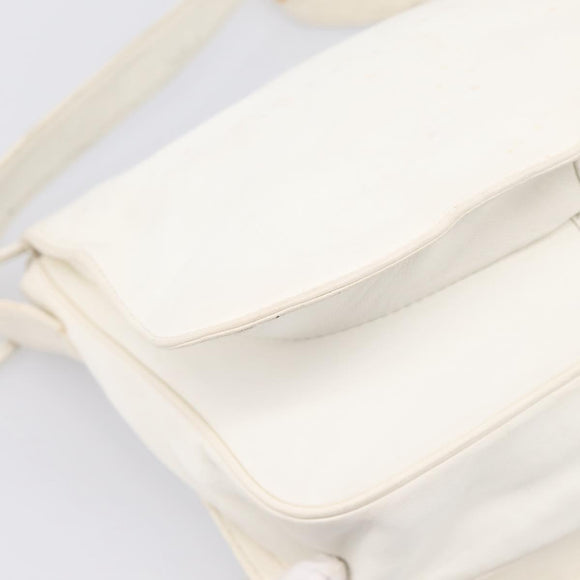 LOEWE Shoulder Bag Leather White Gold Auth 198255