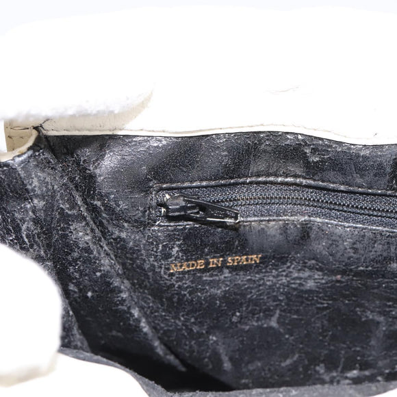 LOEWE Shoulder Bag Leather White Gold Auth 198255