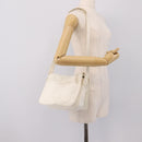 LOEWE Shoulder Bag Leather White Gold Auth 198255-20