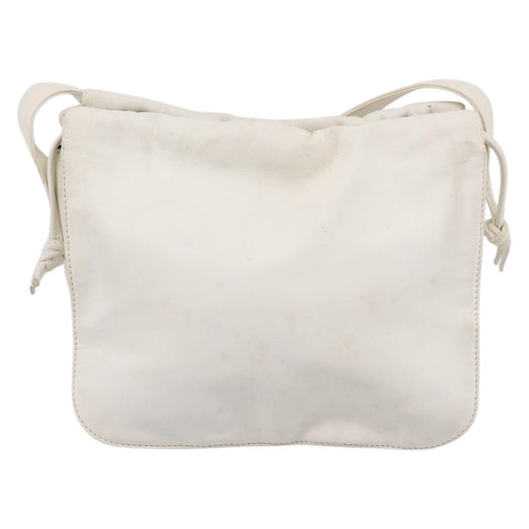LOEWE Shoulder Bag Leather White Gold Auth 198255