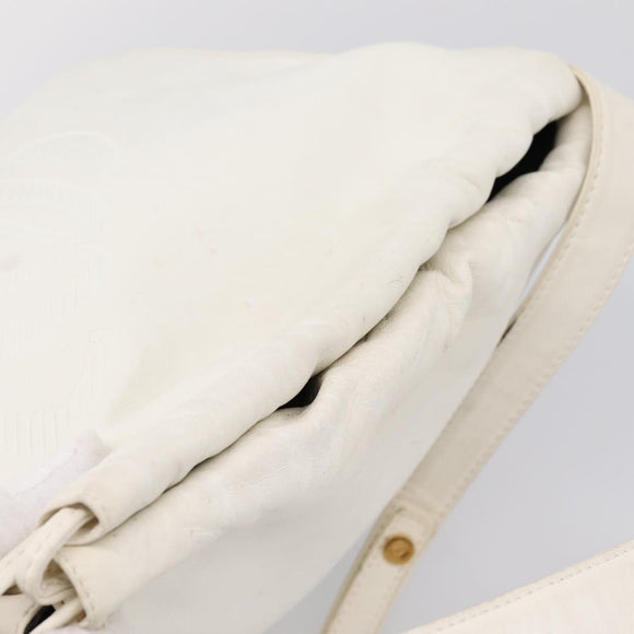 LOEWE Shoulder Bag Leather White Gold Auth 198255