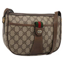 GUCCI GG Supreme Web Sherry Line Bag PVC Beige Gold 89 02 032 Auth 198257-1
