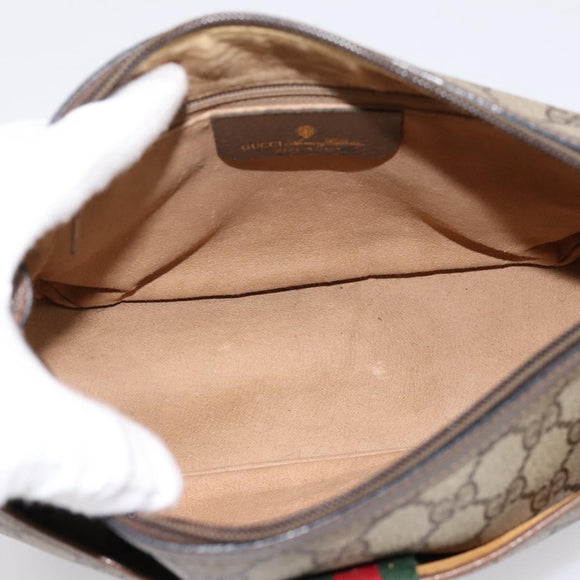 GUCCI GG Supreme Web Sherry Line Bag PVC Beige Gold 89 02 032 Auth 198257