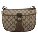 GUCCI GG Supreme Web Sherry Line Bag PVC Beige Gold 89 02 032 Auth 198257-2