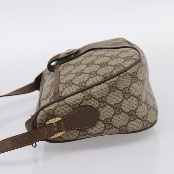 GUCCI GG Supreme Web Sherry Line Bag PVC Beige Gold 89 02 032 Auth 198257