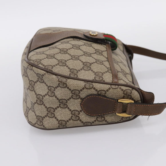 GUCCI GG Supreme Web Sherry Line Bag PVC Beige Gold 89 02 032 Auth 198257