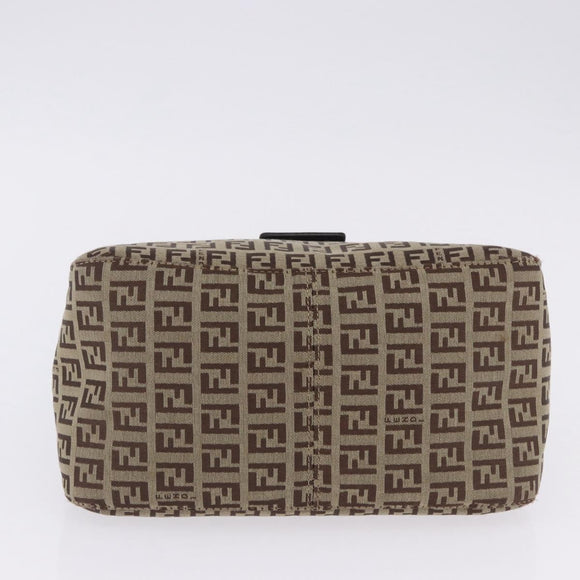FENDI Zucchino Canvas Mamma Baguette Shoulder Bag Beige 8BR004 Auth 198258V