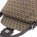FENDI Zucchino Canvas Mamma Baguette Shoulder Bag Beige 8BR004 Auth 198258V-23