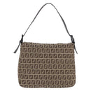 FENDI Zucchino Canvas Mamma Baguette Shoulder Bag Beige 8BR004 Auth 198258V-3