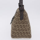 FENDI Zucchino Canvas Mamma Baguette Shoulder Bag Beige 8BR004 Auth 198258V-4