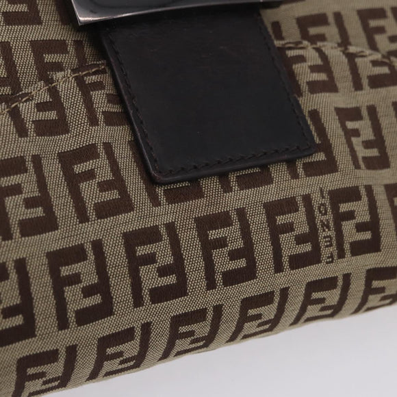 FENDI Zucchino Canvas Mamma Baguette Shoulder Bag Beige 8BR004 Auth 198258V