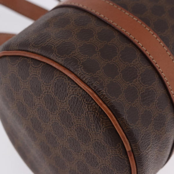CELINE Macadam Canvas Hand Bag PVC Leather Brown Gold Auth 198260A