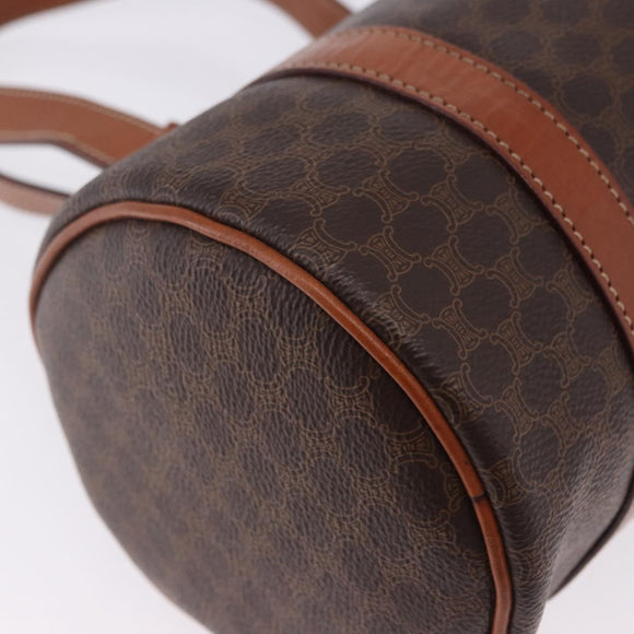 CELINE Macadam Canvas Hand Bag PVC Leather Brown Gold Auth 198260A