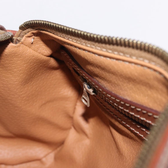 CELINE Macadam Canvas Hand Bag PVC Leather Brown Gold Auth 198260A