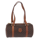 CELINE Macadam Canvas Hand Bag PVC Leather Brown Gold Auth 198260A-13