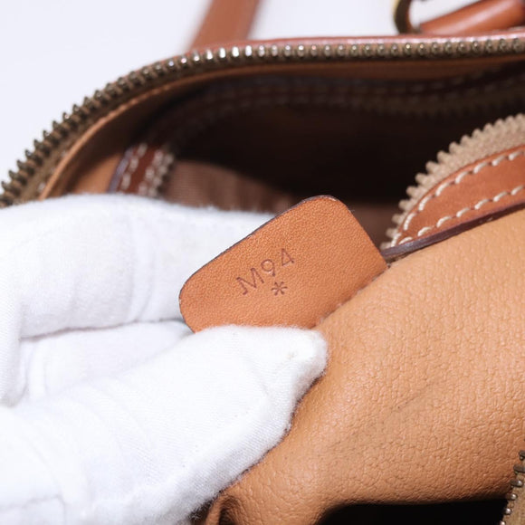CELINE Macadam Canvas Hand Bag PVC Leather Brown Gold Auth 198260A