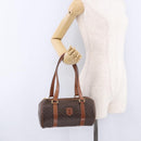 CELINE Macadam Canvas Hand Bag PVC Leather Brown Gold Auth 198260A-22