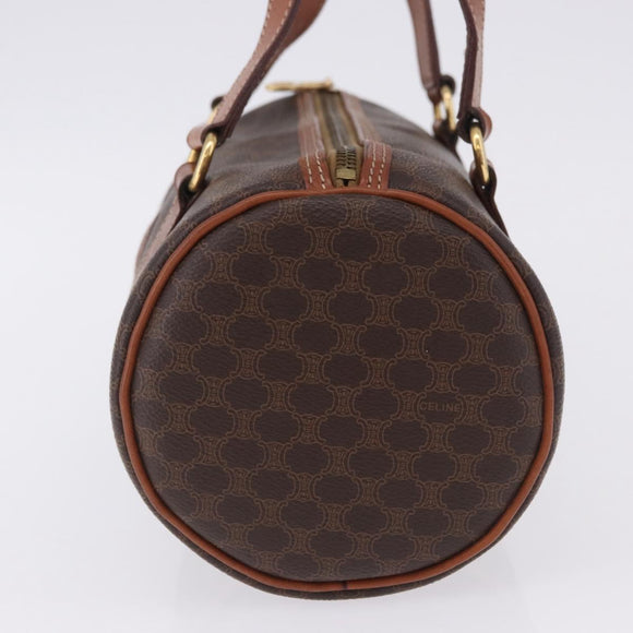 CELINE Macadam Canvas Hand Bag PVC Leather Brown Gold Auth 198260A