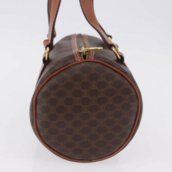 CELINE Macadam Canvas Hand Bag PVC Leather Brown Gold Auth 198260A