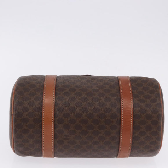 CELINE Macadam Canvas Hand Bag PVC Leather Brown Gold Auth 198260A