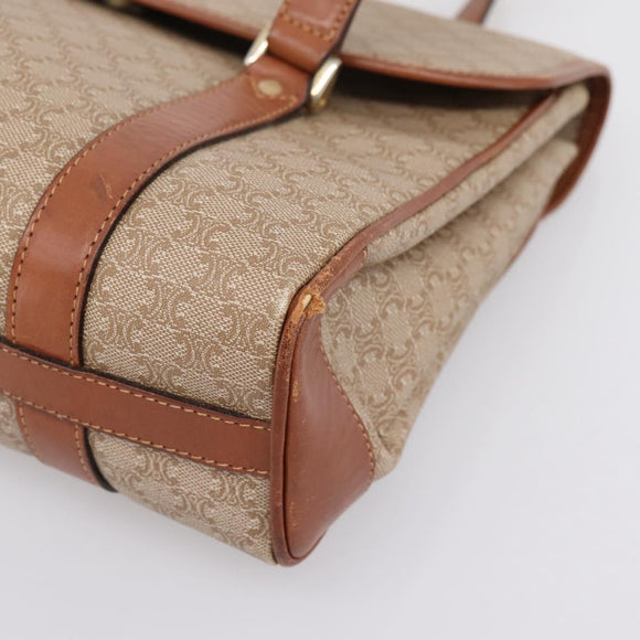 CELINE Macadam Canvas Hand Bag PVC Beige Gold Auth 198262
