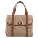 CELINE Macadam Canvas Hand Bag PVC Beige Gold Auth 198262-2