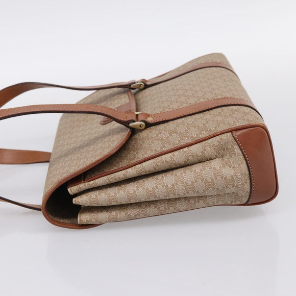 CELINE Macadam Canvas Hand Bag PVC Beige Gold Auth 198262