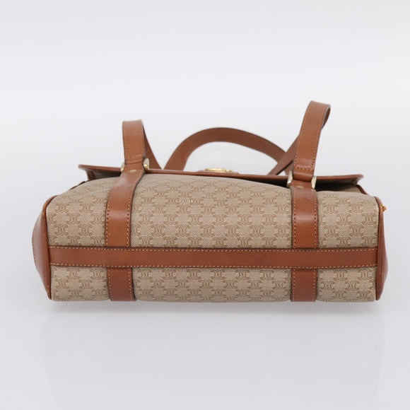 CELINE Macadam Canvas Hand Bag PVC Beige Gold Auth 198262