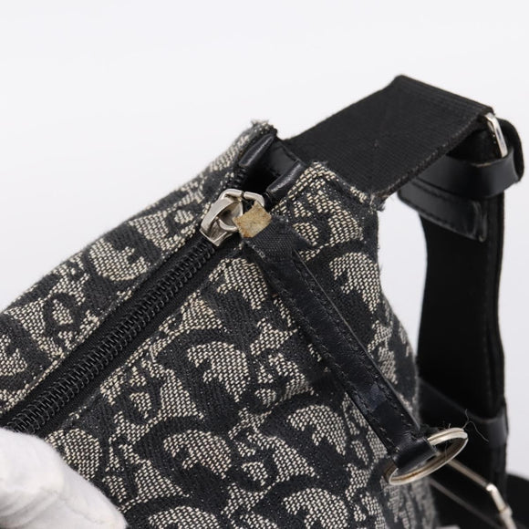 Christian Dior Trotter Canvas Shoulder Bag Navy Silver Auth 198263