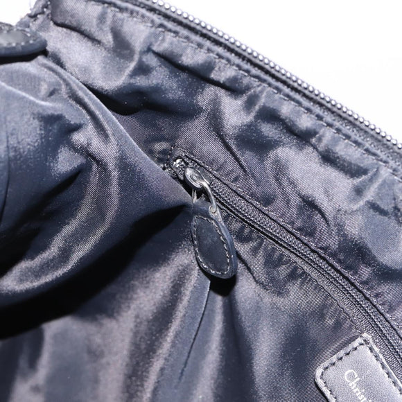 Christian Dior Trotter Canvas Shoulder Bag Navy Silver Auth 198263