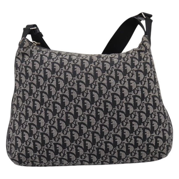 Christian Dior Trotter Canvas Shoulder Bag Navy Silver Auth 198263