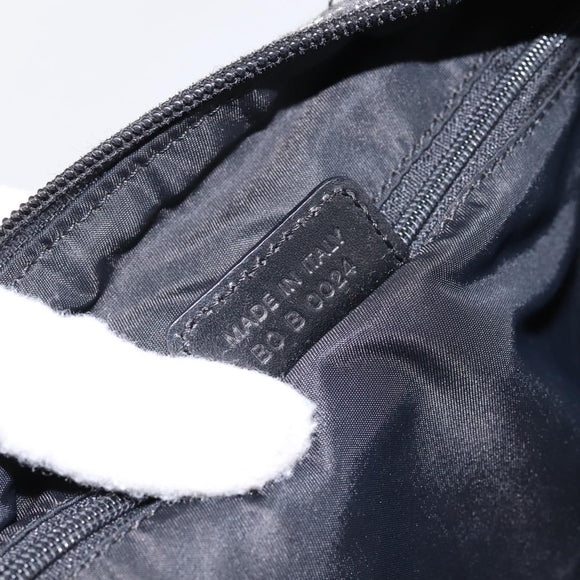 Christian Dior Trotter Canvas Shoulder Bag Navy Silver Auth 198263