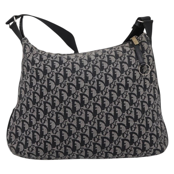 Christian Dior Trotter Canvas Shoulder Bag Navy Silver Auth 198263