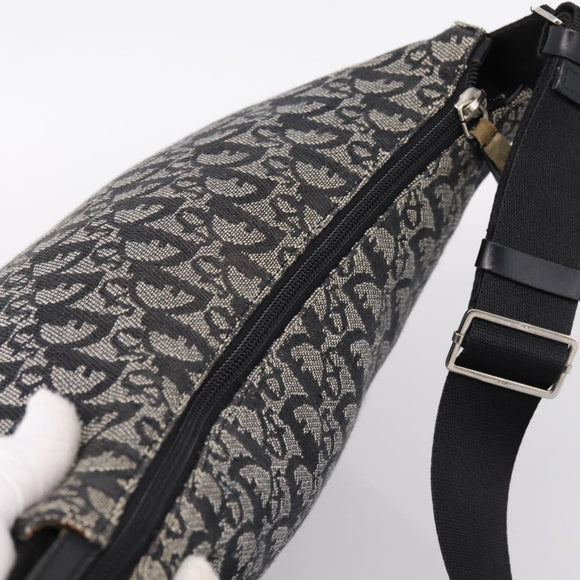 Christian Dior Trotter Canvas Shoulder Bag Navy Silver Auth 198263