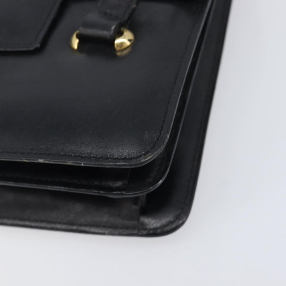 CELINE Hand Bag Leather Black Gold Auth 198264