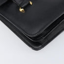 CELINE Hand Bag Leather Black Gold Auth 198264-11