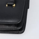 CELINE Hand Bag Leather Black Gold Auth 198264-12