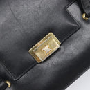 CELINE Hand Bag Leather Black Gold Auth 198264-14