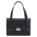 CELINE Hand Bag Leather Black Gold Auth 198264-2