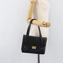 CELINE Hand Bag Leather Black Gold Auth 198264-23