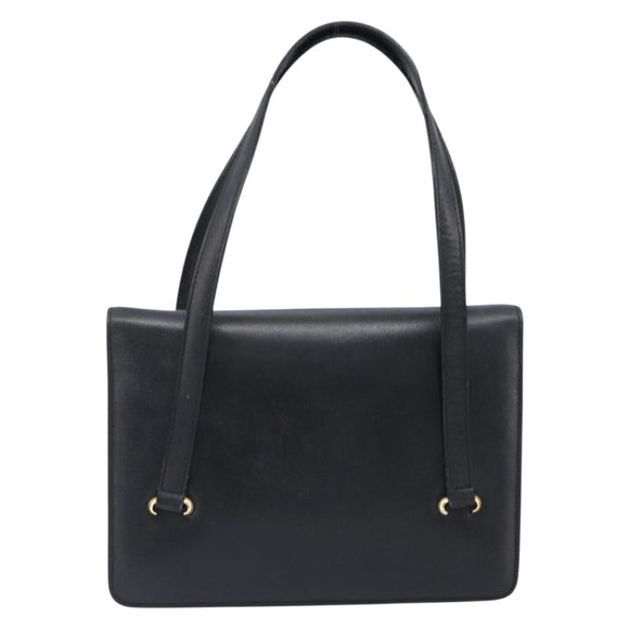 CELINE Hand Bag Leather Black Gold Auth 198264